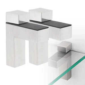 Glass Shelf Brackets 2 Pack Brushed Nickel Adjustable Glass Floating Shelf Ho... - Picture 1 of 7