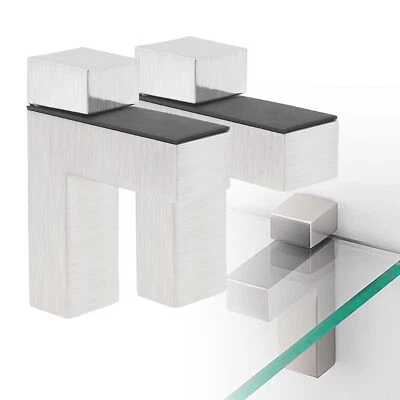 Paquete de 2 soportes de estante de vidrio de níquel cepillado ajustable estante flotante Ho... Foto 1 de 4
