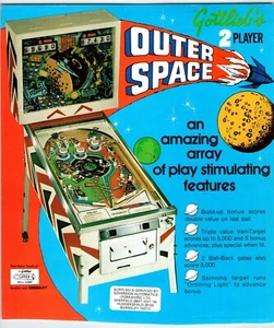 Outer Space Pinball Machine FLYER Original Retro Game Art 8.5" x 11 Vintage 1972 - Picture 1 of 2