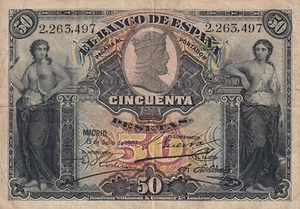 CRBS2148 BILLETE ESPAÑA 50 PESETAS 1907 MBC - Bild 1 von 2