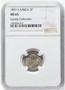 South Africa (ZAR) Threepence (3 Pence) 1897, Pretoria Mint,  NGC MS65 - Picture 1 of 4