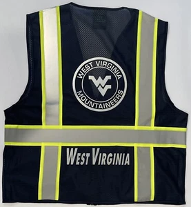 WEST VIRGINIA MOUNTAINEERS NAVY BLUE REFLECTIVE SAFETY VEST W/REFLECTIVE LOGO - Picture 1 of 2