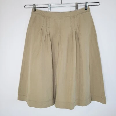 J JILL Tan Knee Length Skirt Size 12 Pleated Tencel Linen Western Academia - Image 1 of 4