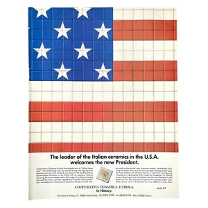 Anuncio impreso Cooperativa Ceramica d'Imola 1988 8,5x11 años 80 bandera de Estados Unidos Italia cerámica - Imagen 1 de 1