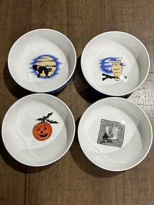 Lot Of 4 American Atelier Domestications Halloween Party 6” Stoneware Bowls EUC! - Image 1 of 4