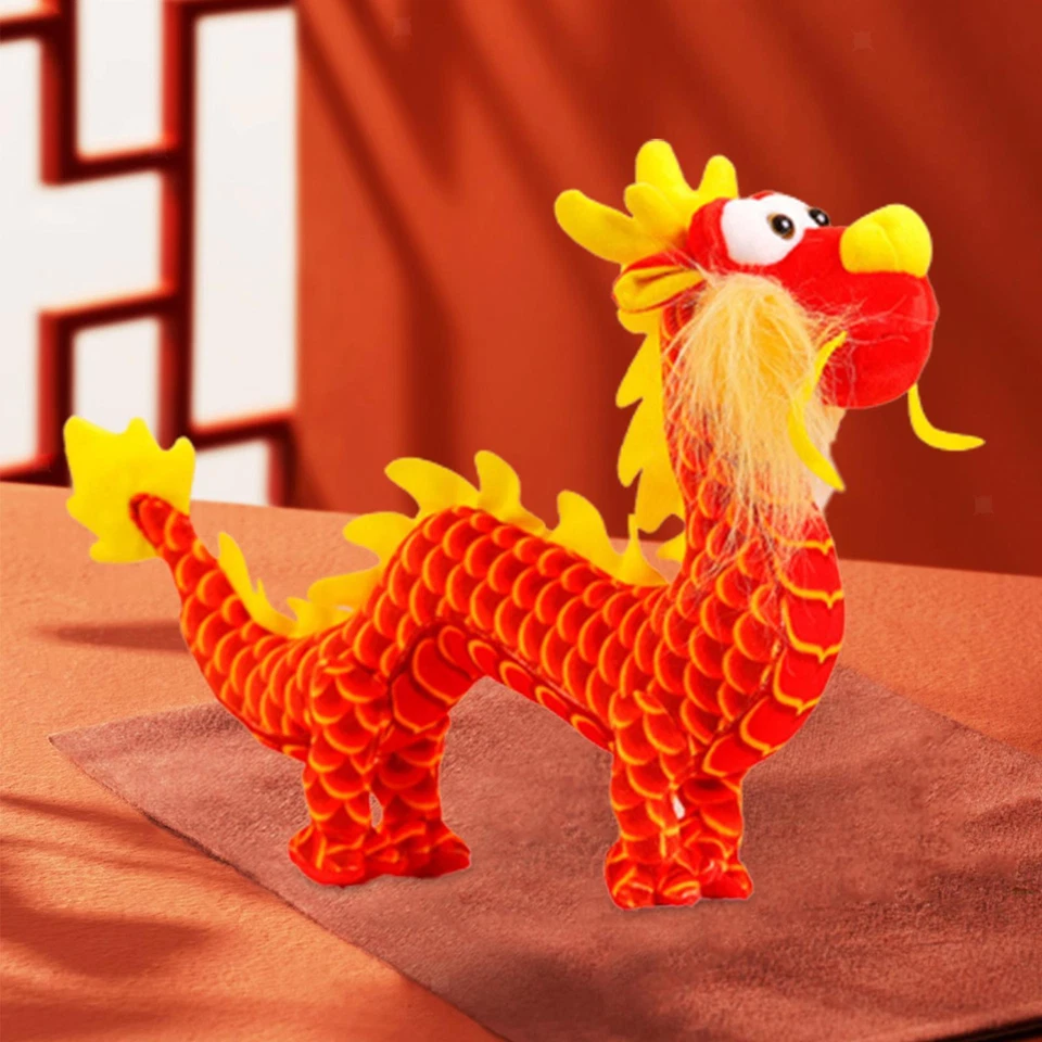 Chinese Dragon Plush Toy Lunar Year Plush Dragon Cartoon Chinese Decor Soft - Image 1 of 1