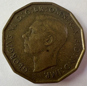 1937 Great Britain 3 Pence Coin George VI - Picture 1 of 4