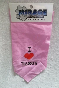 Mirage Pet Dog Cat Apparel I Love Texas Bandana Rosa Nuova - Foto 1 di 9