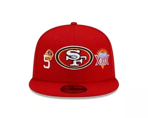 Cappello San Francisco 49ers New Era 5x Conteggio Gli Anelli Patch 59FIFTY Fitted - Foto 1 di 7