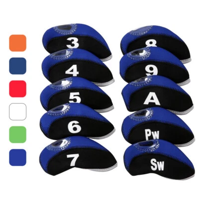 10pc Neoprene Golf Club Iron Head Cover w/Large NO. for Titleist Callaway Cobra