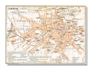 LVIV UKRAINE Karte 1911 ORIGINAL UKRAINE Galizien Львів Lemberg Lwow Polen - Bild 1 von 16