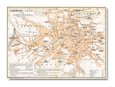 LVIV UCRANIA mapa 1911 ORIGINAL UCRANIA Galicia Львів Lviv Lwow Polonia Foto 1 de 4