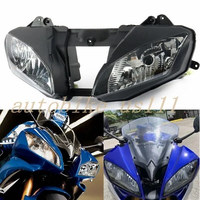 Faro delantero negro montaje transparente para Yamaha YZF R6 YZFR6 2008-2016 Foto 1 de 4