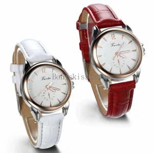 Leather Band Round Quartz Analog Elegant Classic Casual Ladies Wrist Watch New - Picture 1 of 18