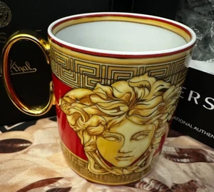 VERSACE MUG MEDUSA COIN GREEK KEY CUP ROSENTHAL SALE NEW - Picture 1 of 10