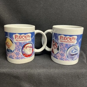 Vintage Rudolph The Red Nosed Reindeer Christmas Coffee Cup Mug Set Of 2 - Picture 1 of 10