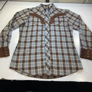 Vintage THE DENVER SHIRT western cowboy snap up Sz Mens L Plaid - Picture 1 of 7