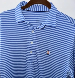 Johnnie O Mens Golf Polo Medium/M Blue Stripes - Picture 1 of 7