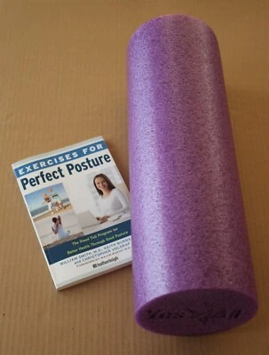Soft Density Round PE Foam Roller 18 In Purple & Exercises Perfect Posture Bk - Image 1 of 4