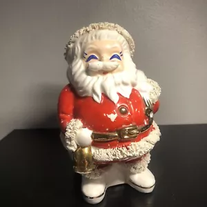 Vintage 1960’s Santa Claus Bank Spaghetti Trim Blue Eyes Ceramic Japan WDW - Picture 1 of 15