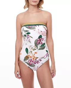 Gottex L145138 Womens Floral Sardinia Bandeau One-Piece Swimsuit Size 8 - Picture 1 of 4