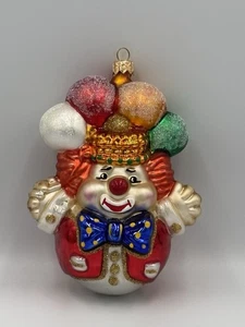 VTG  Blown Glass Clown Circus Christmas Ornament - Balloons Colorful 5.5" H - Picture 1 of 22