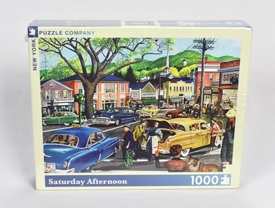 Saturday Afternoon 1000 Piece Jigsaw Puzzle NYPC New Sealed 1950's Cars - Image 1 of 4