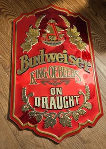 "Letrero de metal Budweiser King of Beers vintage metal en relieve ~ 25""x15""" - Imagen 1 de 5