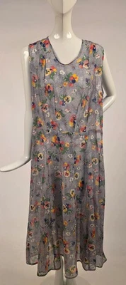 ANTIQUE 1920’S BEAUTIFUL FLORAL FEEDSACK COTTON DRESS  - Image 1 of 4