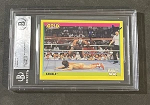 KAMALA 1992 MERLIN GOLD WWF SIGNED AUTOGRAPHED CARD BECKETT BAS AUTHENTIC - Picture 1 of 2