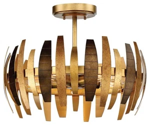 Metropolitan N7835-659 Manitou 5 Light 19"W Semi-Flush Drum - Gold - Picture 1 of 1