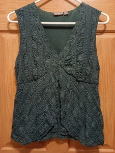 Apt. 9 Tank Top Stretch Mesh & Lace V Neck Dark Teal Women's XL - Picture 1 of 8