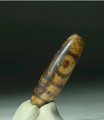 Cuentas Dzi de 2 ojos de ágata antigua tibetana indo anterior a 1800 11+39 mm Foto 1 de 4