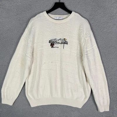 Suéter tejido algodón golf vintage años 90 para hombre XL eslabones de ciprés verde Foto 1 de 4