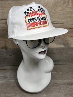 Gorra de colección KELLOGG'S Corn Flakes Racing Snapback blanca 100 % nailon retro 1992 Foto 1 de 4