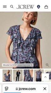 J Crew Rüschen Chiffon Top Neu. Med - Bild 1 von 10