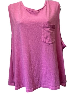 Camiseta sin mangas J Crew Plus para mujer 2X rosa cuadrada sin mangas musculosa algodón cuello redondo Foto 1 de 4