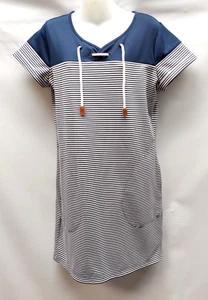 Charlie Paige Blue & White Stripe Dress~Med~Nautical~Short Sleeve~Casual~Pull On - Picture 1 of 23