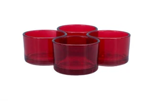 4 Teelichthalter 51x33mm Teelichtgläser Kerzenhalter Teelichtglas Set klein rot - Bild 1 von 1