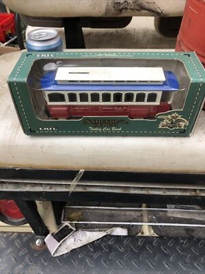 Budweiser Anheuser Busch Trolley car coin bank by Ertl 1994 New In Box Gar1 - Image 1 of 4