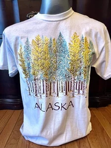 Nuevo con etiquetas Alaska Souvenir Viaje Postal Regalo Adulto Mangas Cortas Camiseta Talla M Pinos - Imagen 1 de 5