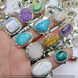 Turquoise & Mix Gemstone 925 Sterling Silver Plated Handmade Ring Lot Jewelry - Picture 1 of 3