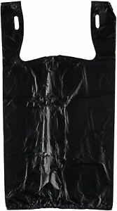Bags 1/6 Large 21 x 6.5 x 11.5 BLACK T-Shirt Plastic Grocery Shopping Bags F&S