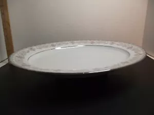 Vintage NORITAKE Edgewood 5807 Oval Serving Platter Pink Roses Platinum Trim - Picture 1 of 6