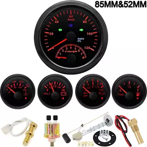 5 Gauge Set Black 85mm GPS Speedometer 120km/h With Tacho Fuel Oil Temp Volt - Picture 1 of 8