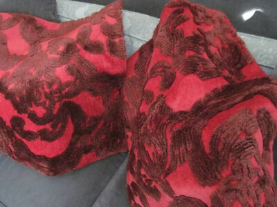 Pottery Barn Set of 3 Natalia Jacquard Pillow Covers Red 22” X 22” - Image 1 of 4