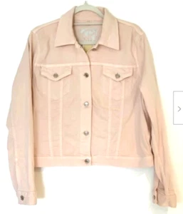 MICHAEL KORS Basics Button Front Denim Jacket Blossom Pink 100% Cotton Size L - Picture 1 of 6
