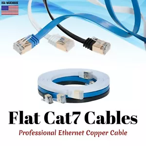 Flaches Cat7 abgeschirmtes Ethernet RJ45 Patchkabel Kabel U/FTP LAN Xbox PC PS4 Lot - Bild 1 von 12