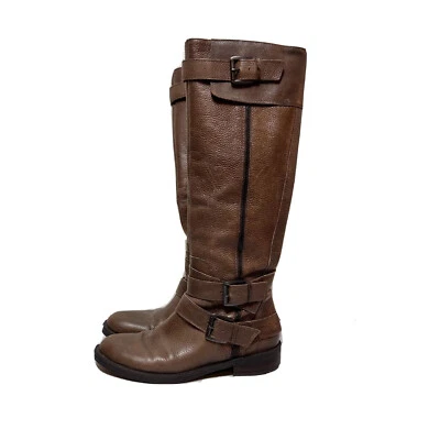 Botas de cuero marrón hasta la rodilla Enzo Angiolini para mujer Easaylem talla 6M hebillas otoño Foto 1 de 4