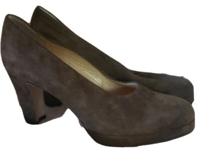 Zapatos de salón Barneys New York para mujer talla 36,5 gamuza gruesos colina marrón oliva 6~☆~ Foto 1 de 4